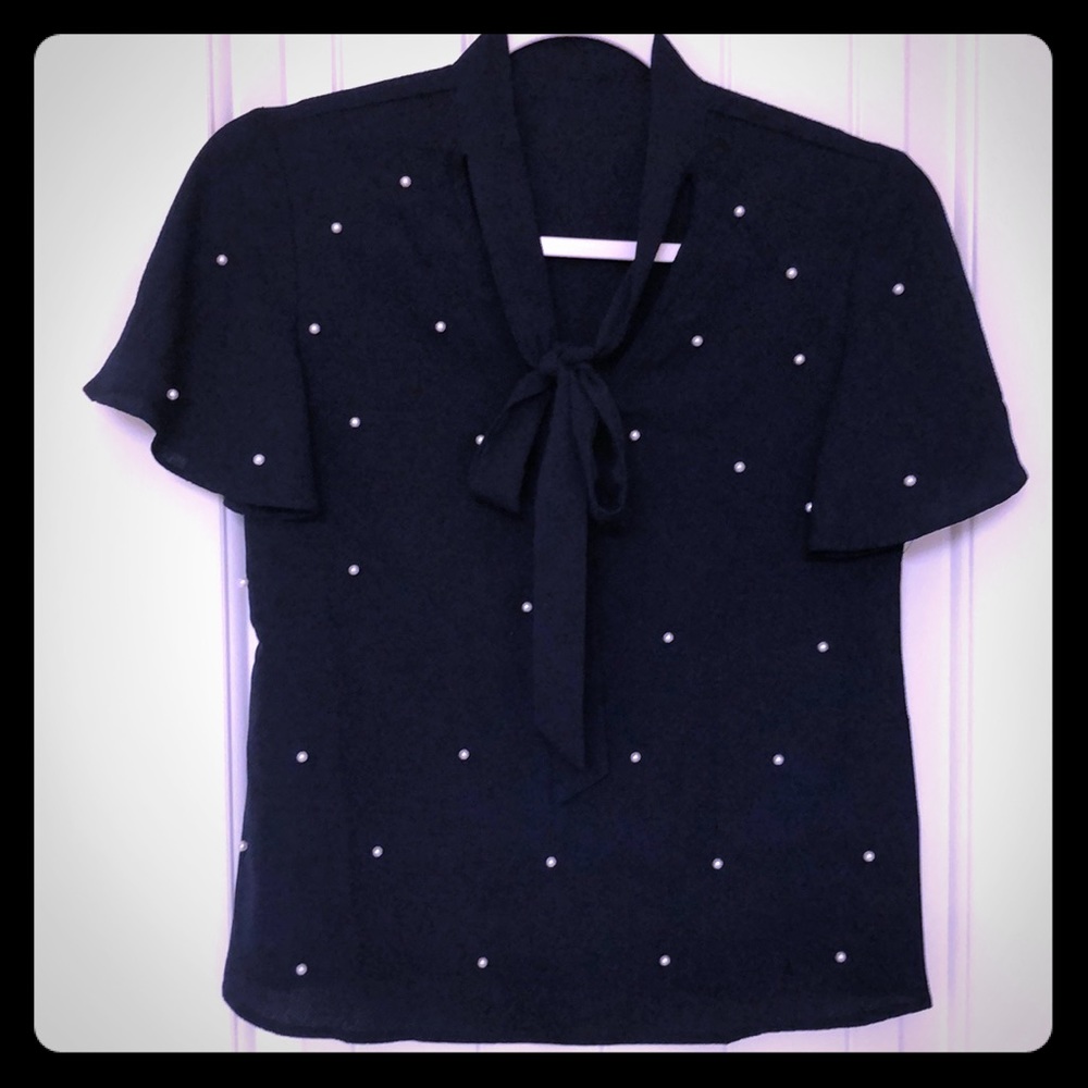 NWOT Navy blue blouse size XS